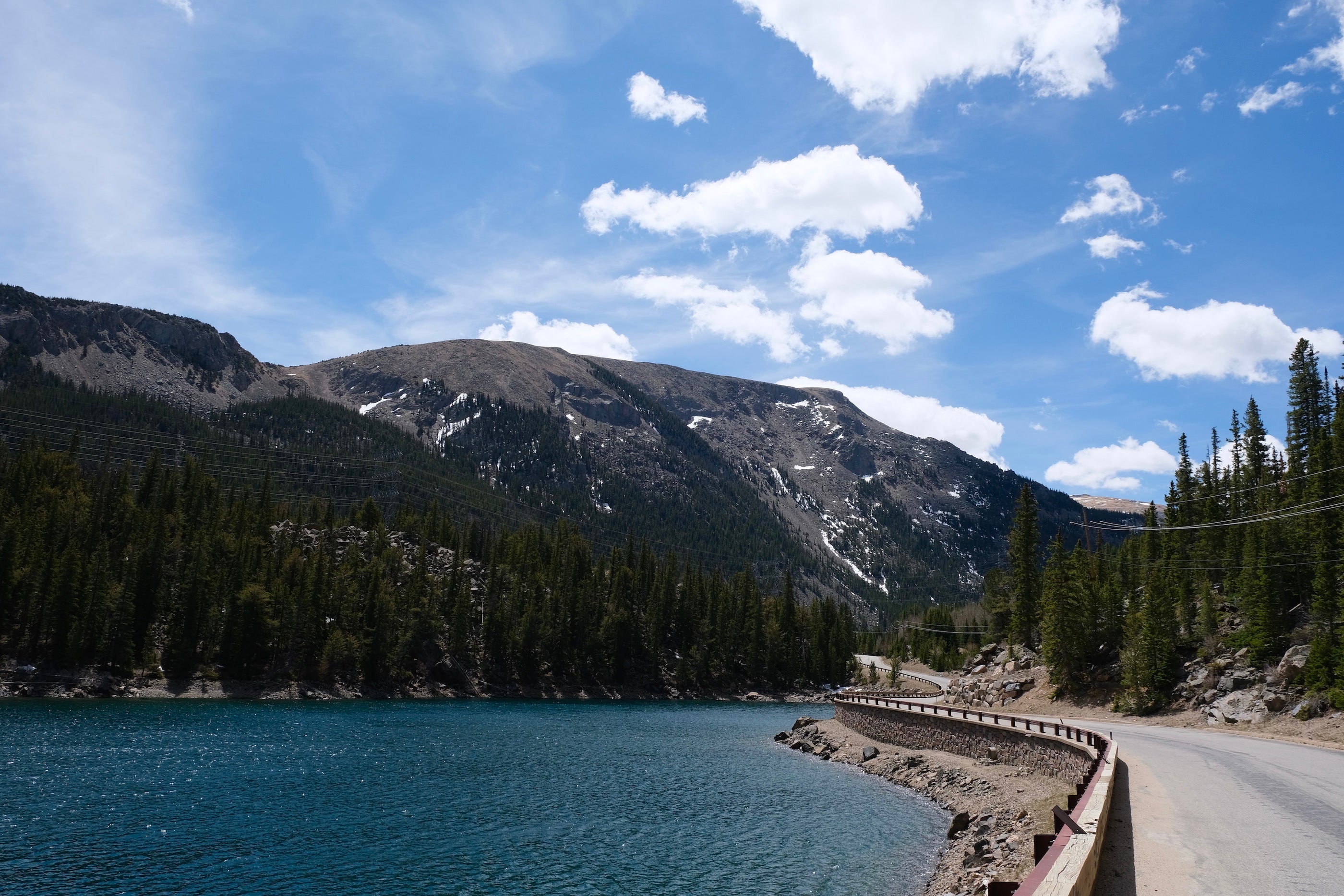 Mountain pass with a lake in Colorado